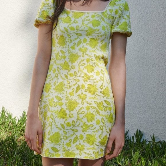 Zara Dresses & Skirts - Zara Floral Jacquard Puff Sleeve Mini Dress Size Medium